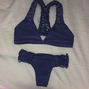 NEW NAVY BLUE MIKOH CROCHET BIKINI SET